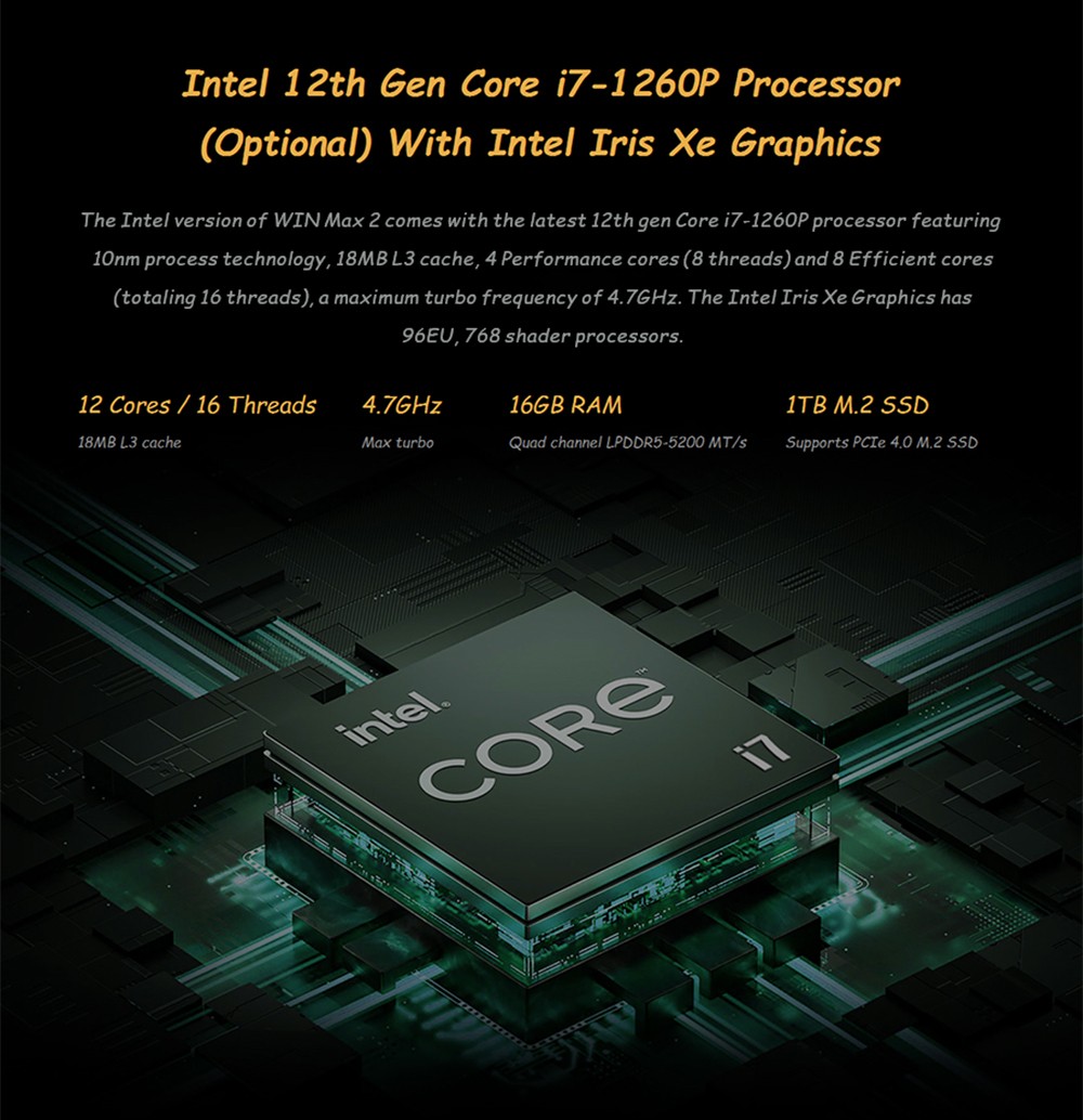 GPD WIN Max 2 Smallest Handheld Gaming Laptop 10.1 Inch Touch Screen  CPU AMD 6800U Mini PC RAM 32GB SSD 2TB - EU Plug