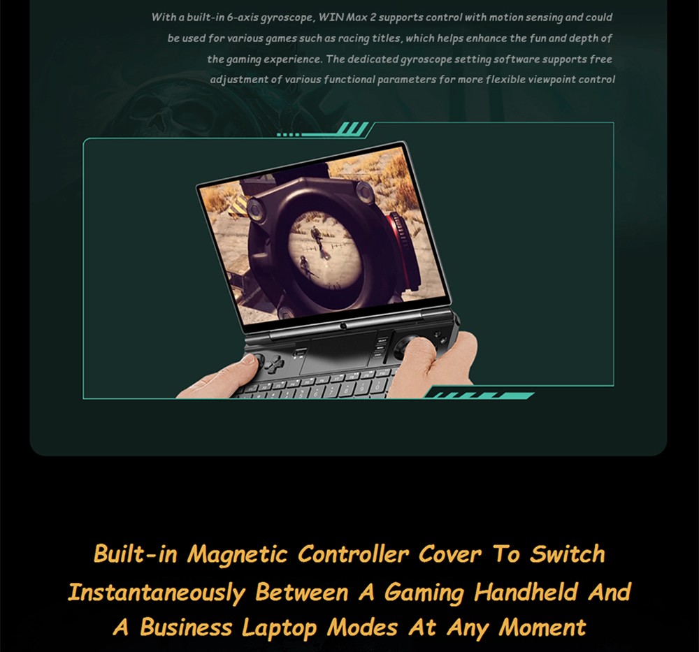 GPD WIN Max 2 Smallest Handheld Gaming Laptop 10.1 Inch Touch Screen  CPU AMD 6800U Mini PC RAM 32GB SSD 2TB - US Plug