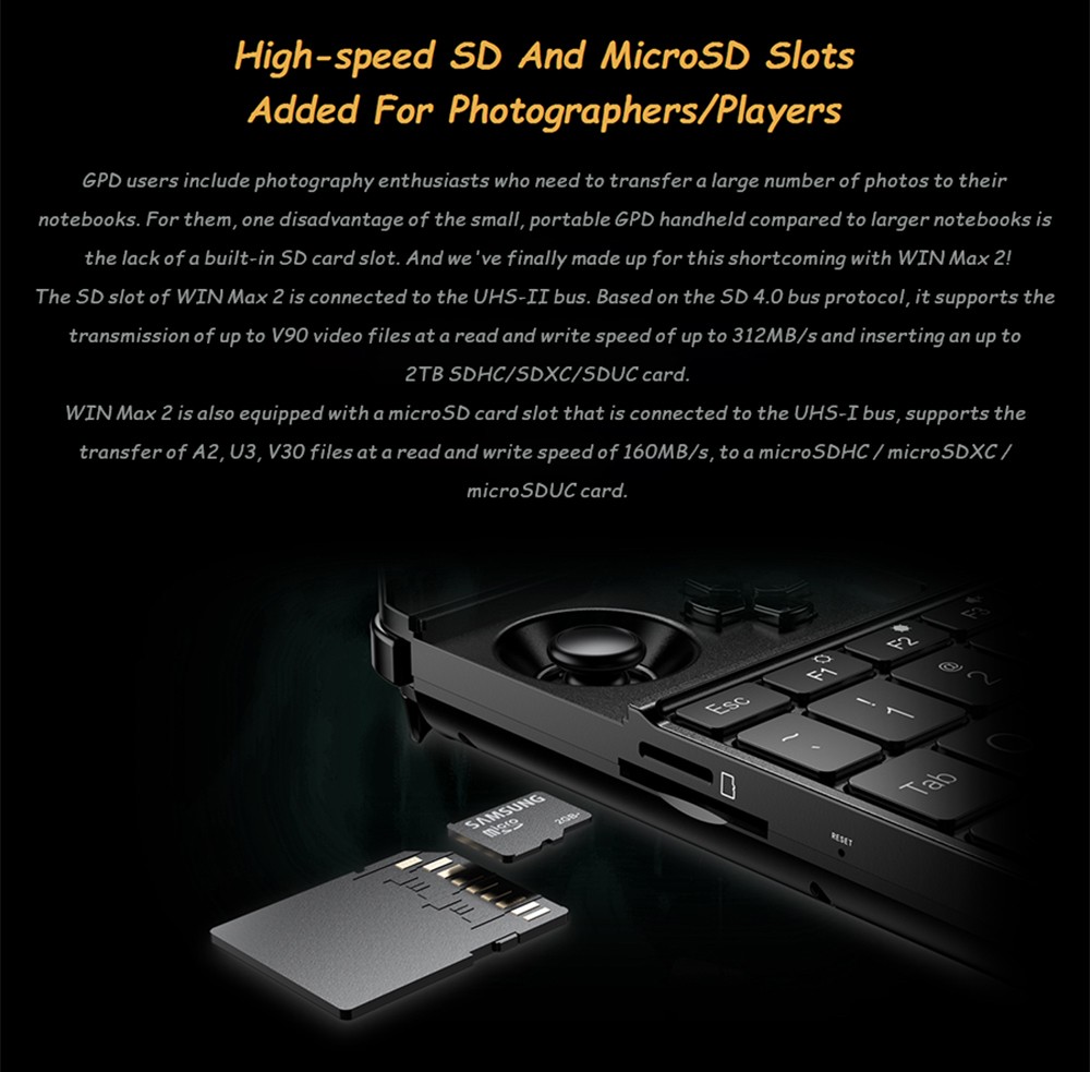 GPD WIN Max 2 Smallest Handheld Gaming Laptop 10.1 Inch Touch Screen  CPU AMD 6800U Mini PC RAM 32GB SSD 2TB - US Plug