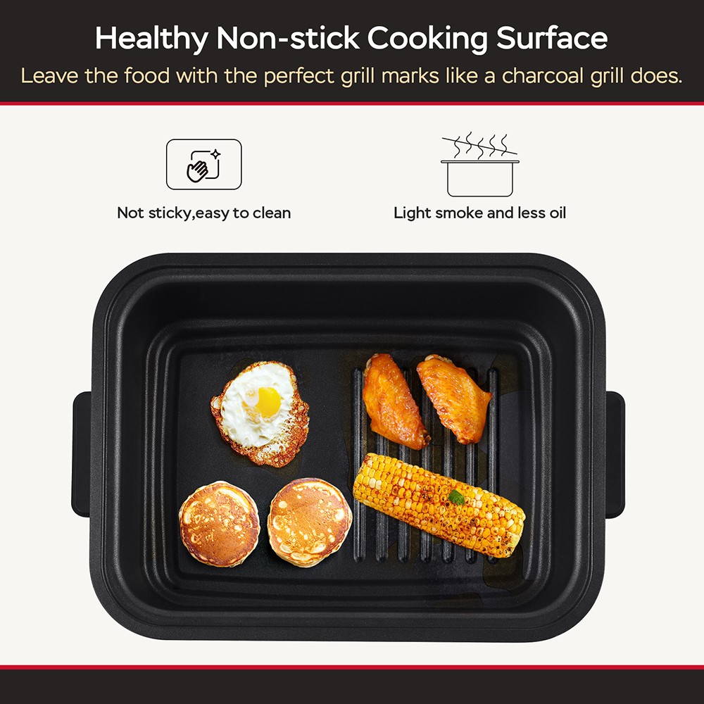 Geek Chef GFG06 7 In 1 Smokeless Electric Indoor Grill with Air Fry, Roast, Bake, Preset Function, Removable Non-Stick