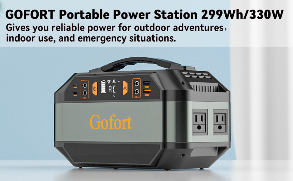 Gofort P56 330W Portable Power Station, 299Wh/80850mAh Portable Solar Generator, 10 Outputs, Built-in MPPT Controller