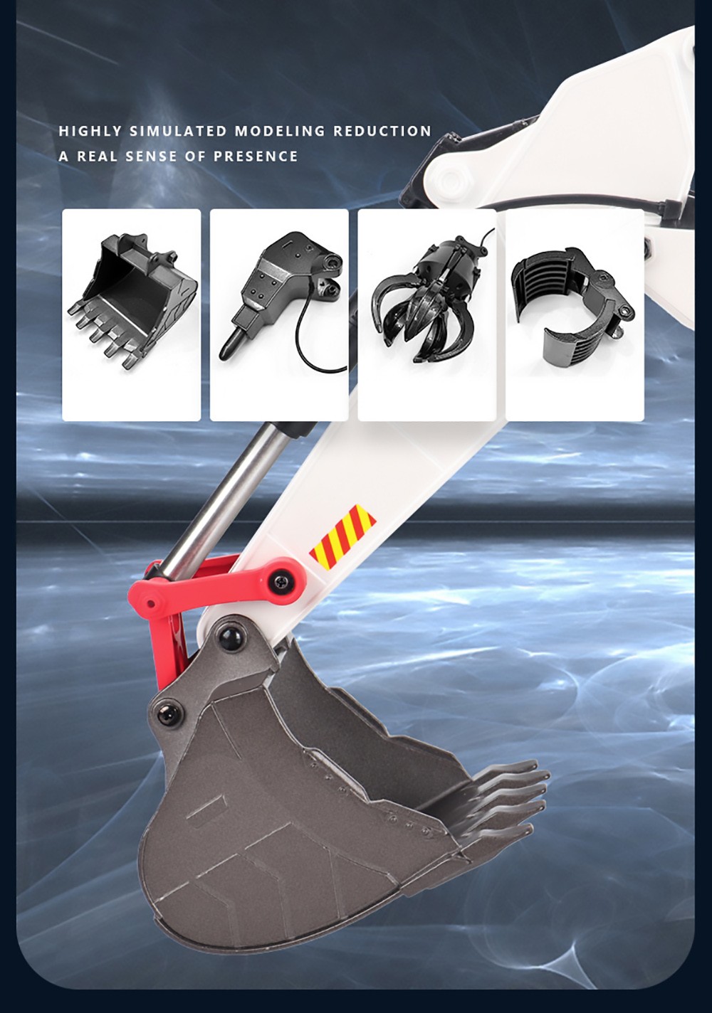 HUINA 1:14 Alloy Excavotor Model 22-Channel RC Toy for Boy - Grey