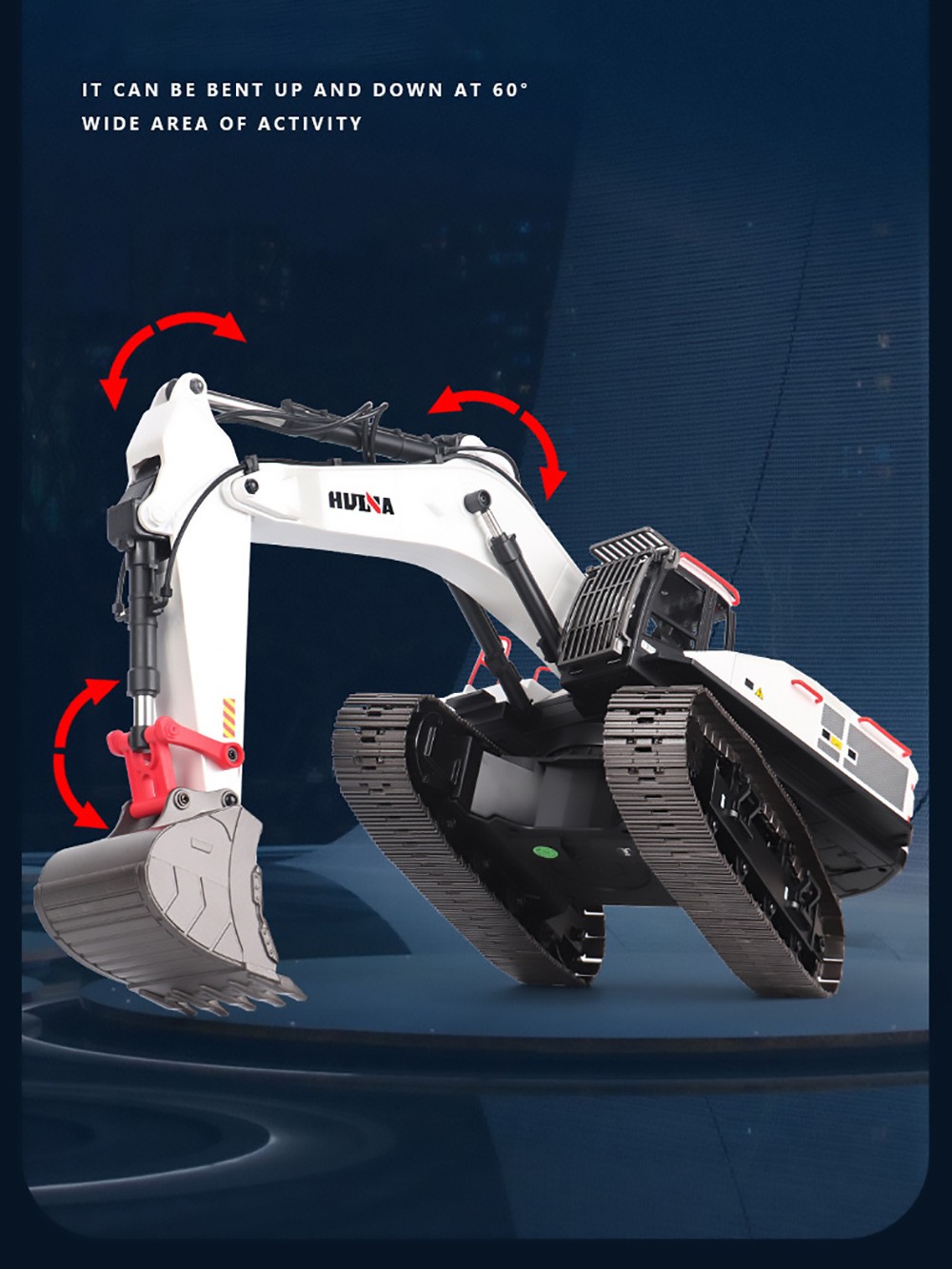 HUINA 1:14 Alloy Excavotor Model 22-Channel RC Toy for Boy - White