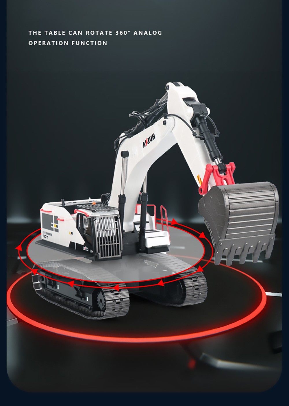 HUINA 1:14 Alloy Excavotor Model 22-Channel RC Toy for Boy - White