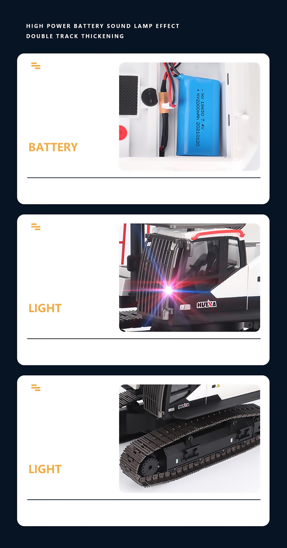 HUINA 1:14 Alloy Excavotor Model 22-Channel RC Toy for Boy - White