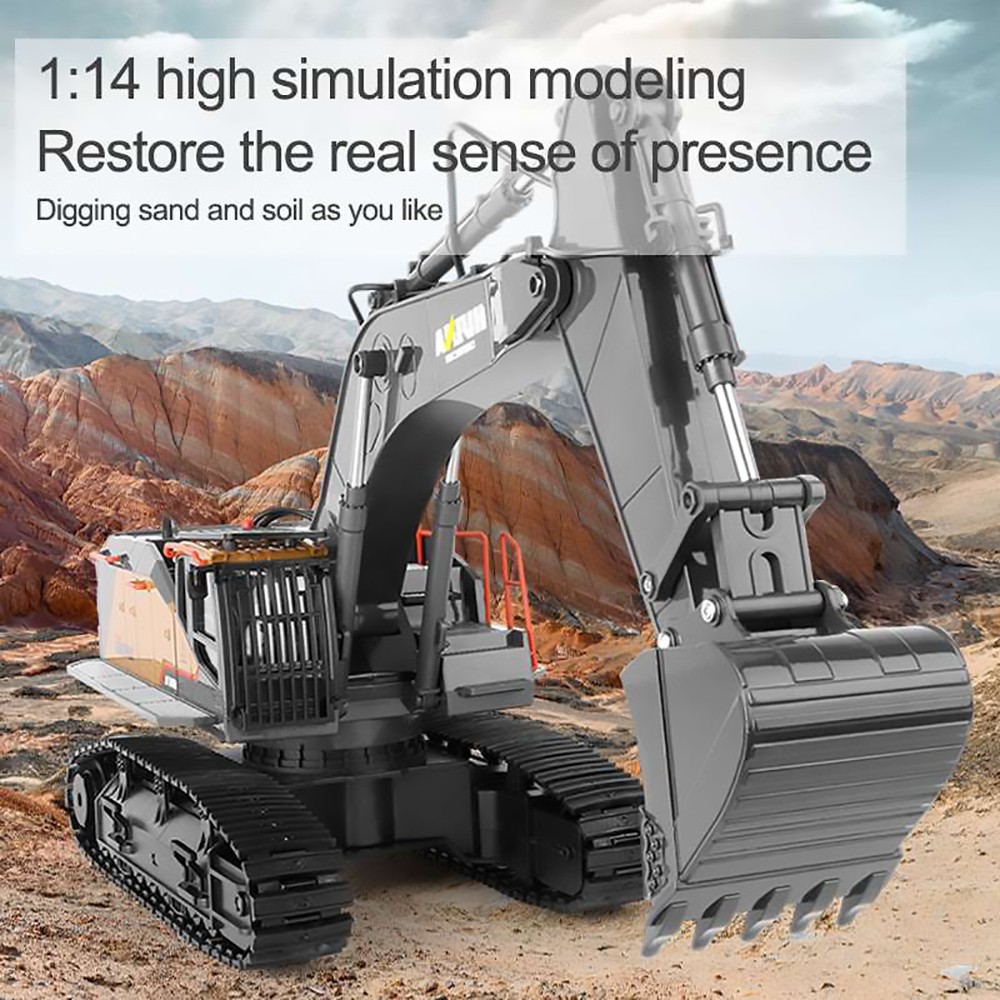 HUINA 1592 Large RC Excavator Simulation Alloy Toy Multi-functional with Remote Control