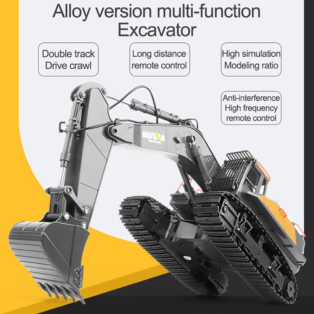 HUINA 1592 Large RC Excavator Simulation Alloy Toy Multi-functional with Remote Control