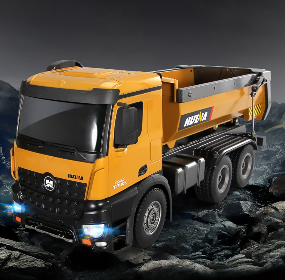 HUINA Construction Truck Toy 10 Channel Alloy Engineering Transporter Kid's Toy with 2.4G Remote Control