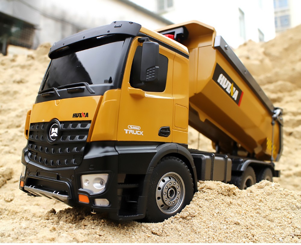 HUINA Construction Truck Toy 10 Channel Alloy Engineering Transporter Kid's Toy with 2.4G Remote Control