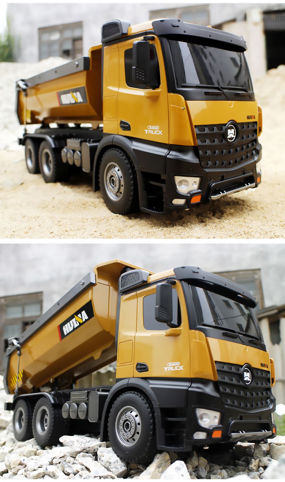 HUINA Construction Truck Toy 10 Channel Alloy Engineering Transporter Kid's Toy with 2.4G Remote Control