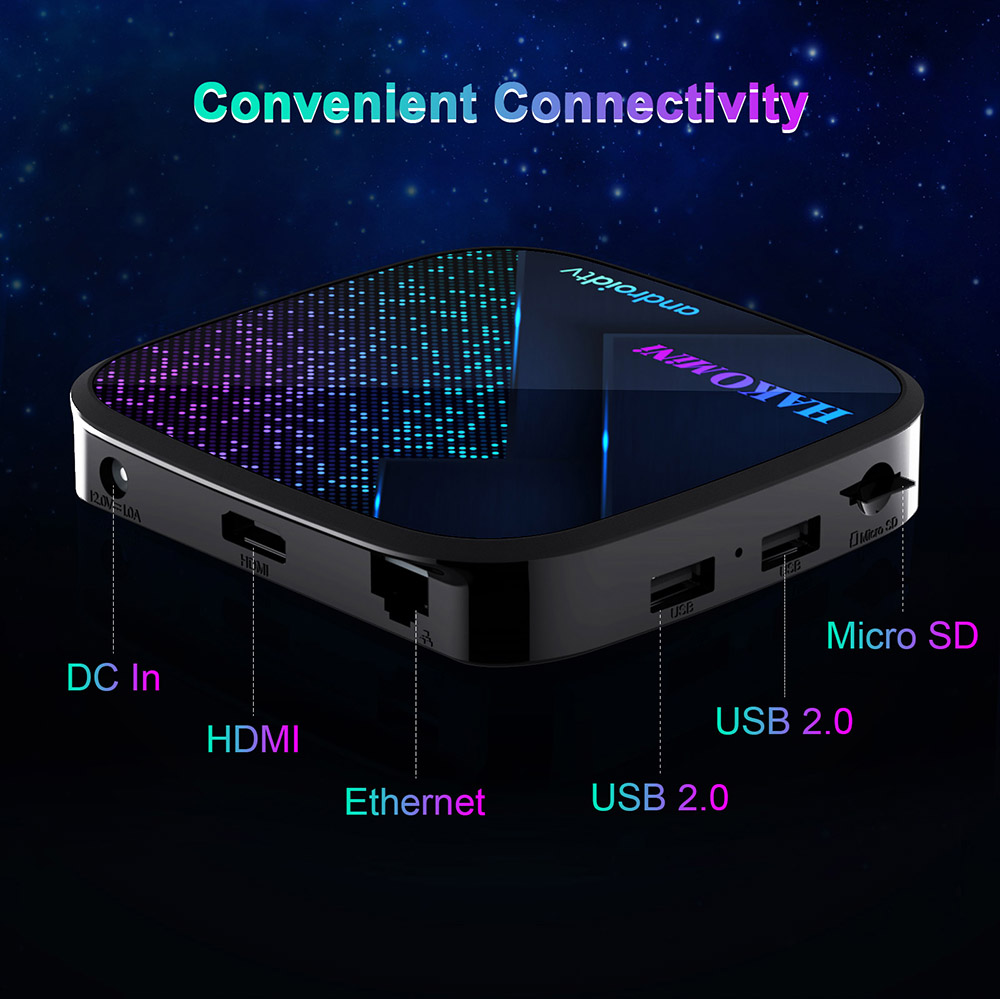 Hakomini Amlogic S905Y4 Quad core 2GB RAM 8GB eMMC Google Certified Android TV 11 Box Netflix 4K AV1 5G WIFI Bluetooth 5.0 - UK Plug