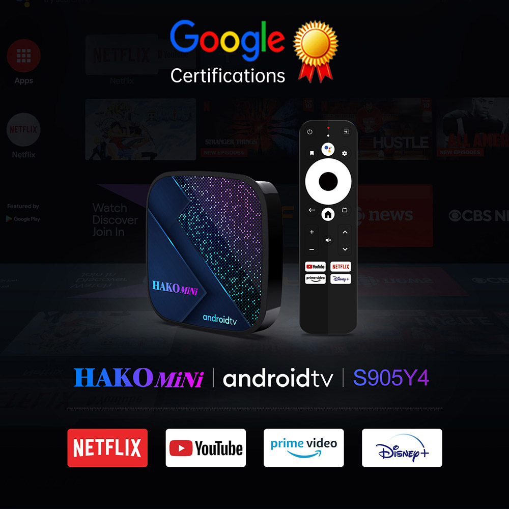 Hakomini Amlogic S905Y4 Quad core 4GB RAM 32GB eMMC Google Certified Android 11 TV Box Netflix 4K AV1 5G WIFI Bluetooth 5.0 - EU Plug