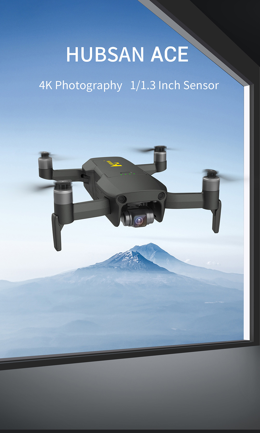 Hubsan ACE GPS 10KM FPV with 1/1.3' CMOS 4K Camera 3-axis Gimbal 35mins Flight Time - Without Storage Bag One Battery