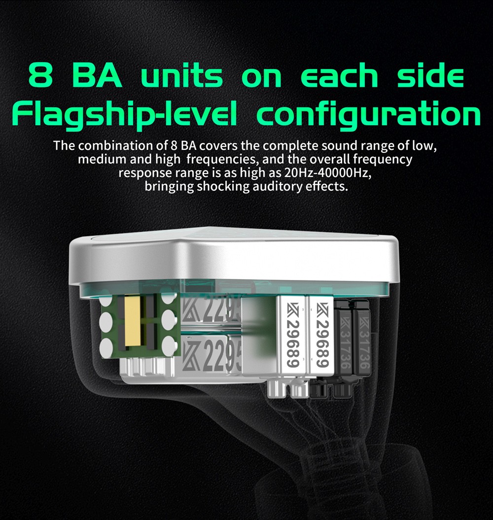 KZ AS16 Pro Wired Earphone In-Ear Balance Armature for Sports withoout Microphone - Black