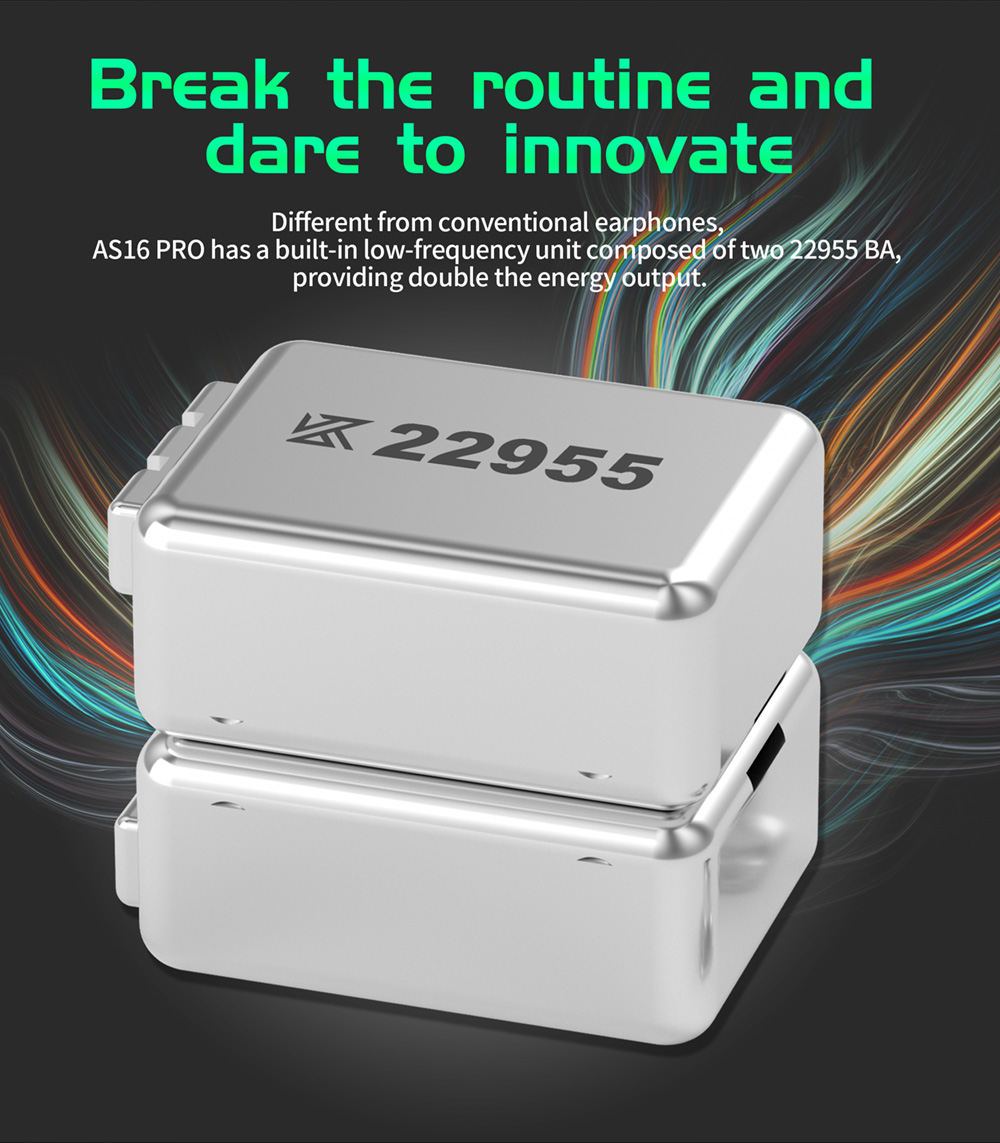 KZ AS16 Pro Wired Earphone In-Ear Balance Armature for Sports withoout Microphone - Black