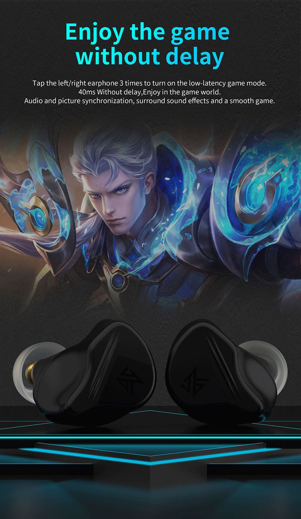 KZ VXS Bluetooth 5.2 Earphone TWS Earbuds for Gaming, Sports HiFi Stereo Bass In-Ear HD Microphone