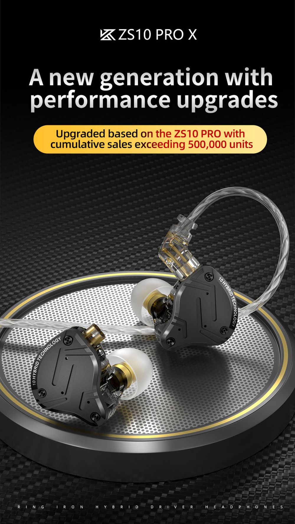 KZ ZS10 Pro X Wired Earphone In-Ear Hybrid Technology for Sports without Microphone