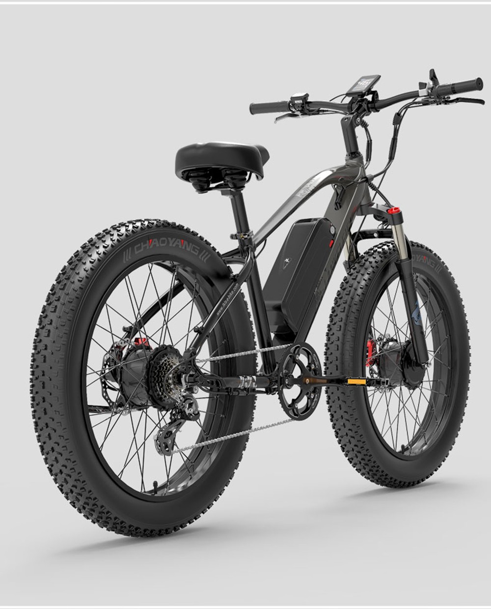 LANKELEISI MG740 PLUS Electric Bike 26*4.0'' Tires 1000W*2 Dual Motor 17.5Ah Battery 49km/h Max Speed - Black & Grey