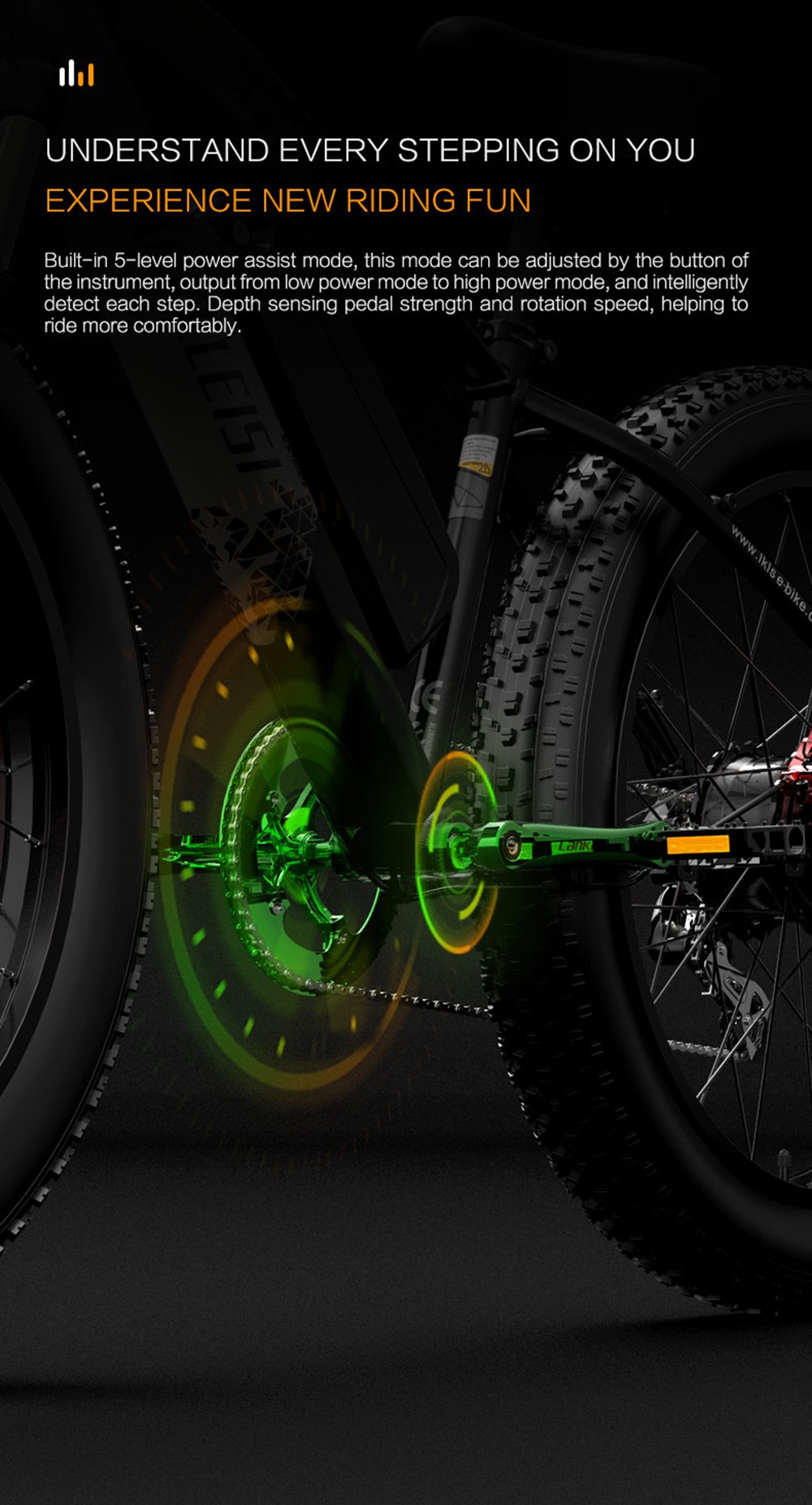 LANKELEISI MG740 PLUS Electric Bike 26*4.0'' Tires 1000W*2 Dual Motor 17.5Ah Battery 49km/h Max Speed - Black & Grey