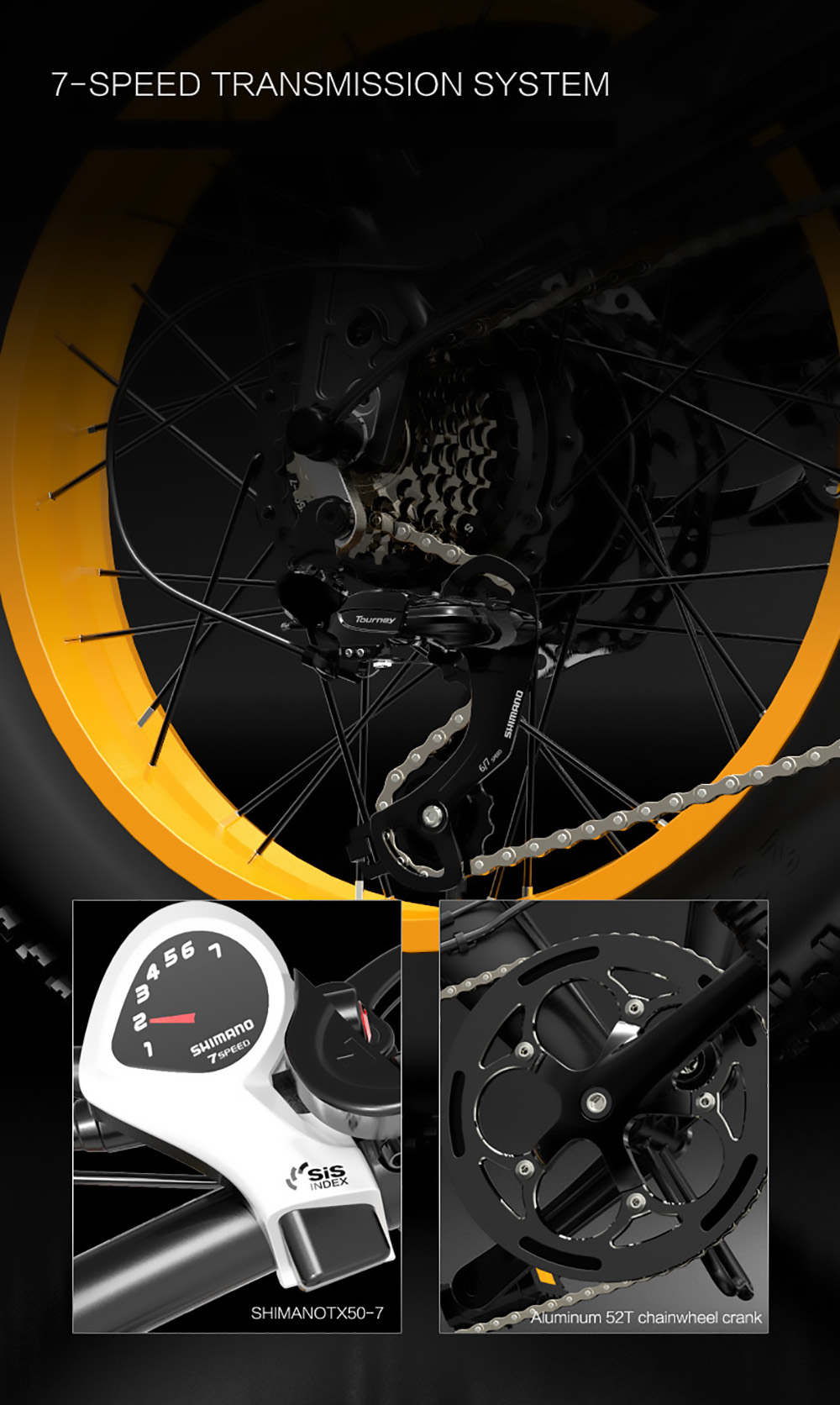 LANKELEISI X3000 Plus Folding Electric Mountain Bike Big Fork 20*4.0 Inch Fat Tires 48V 1000W Motor 17.5Ah Battery 43Km/h Max Speed Shimano 7-Speed Gear IP54 Waterproof - Black & Blue 21 LANKELEISI X3000 Plus Folding Electric Mountain Bike Big Fork 48V 1000W Motor 17.5Ah Battery - Black & Blue