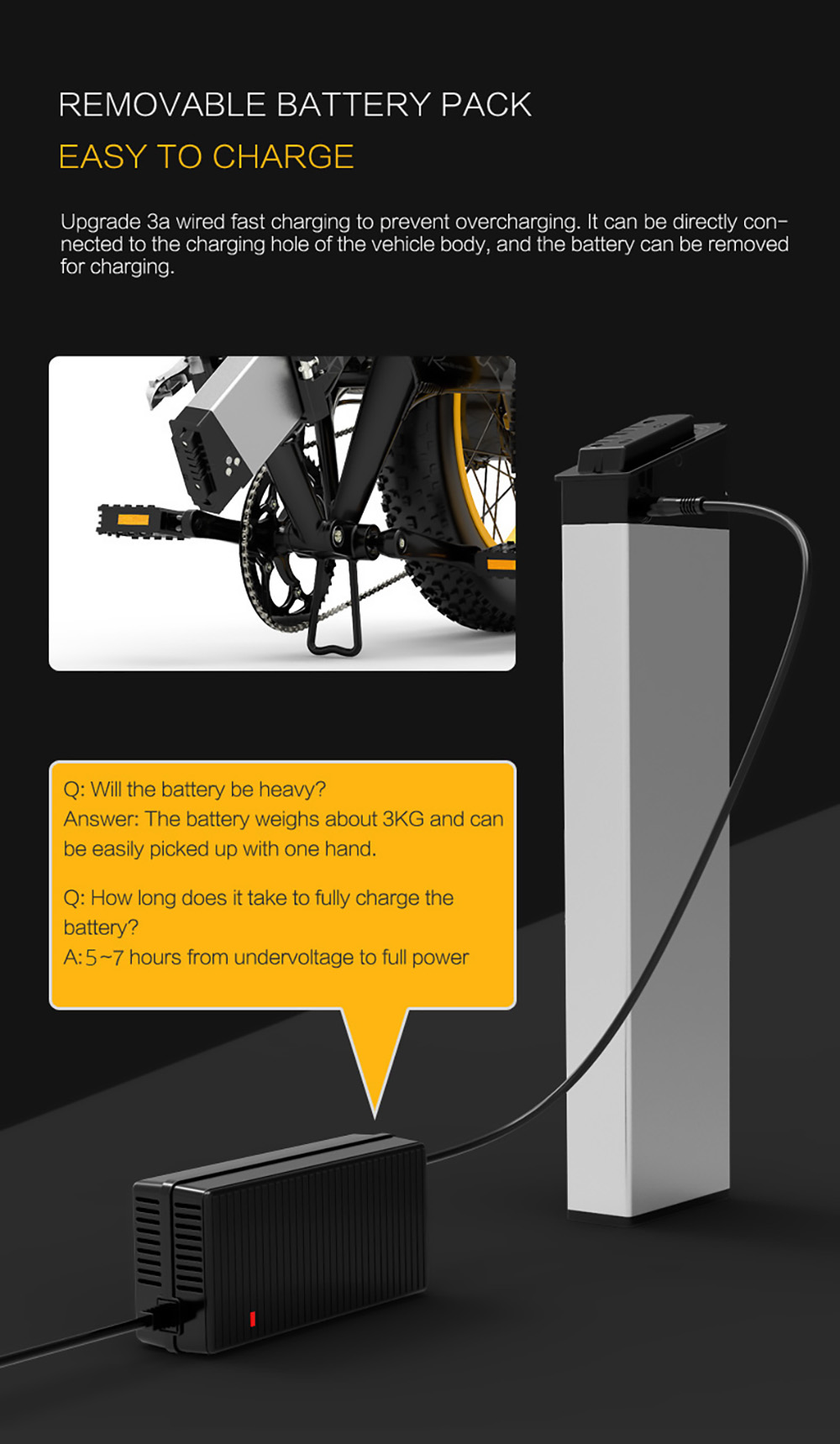 LANKELEISI X3000 Plus Folding Electric Mountain Bike Big Fork 20*4.0 Inch Fat Tires 48V 1000W Motor 17.5Ah Battery 43Km/h Max Speed Shimano 7-Speed Gear IP54 Waterproof - Black & Yellow 22 LANKELEISI X3000 Plus Folding Electric Mountain Bike Big Fork 48V 1000W Motor 17.5Ah Battery - Black & Yellow