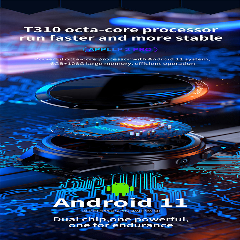 LOKMAT APPLLP 2 PRO Smartwatch Phone Android Watch 4G SIM Network GPS Sports Fitness Tracker Dual Camera WiFi