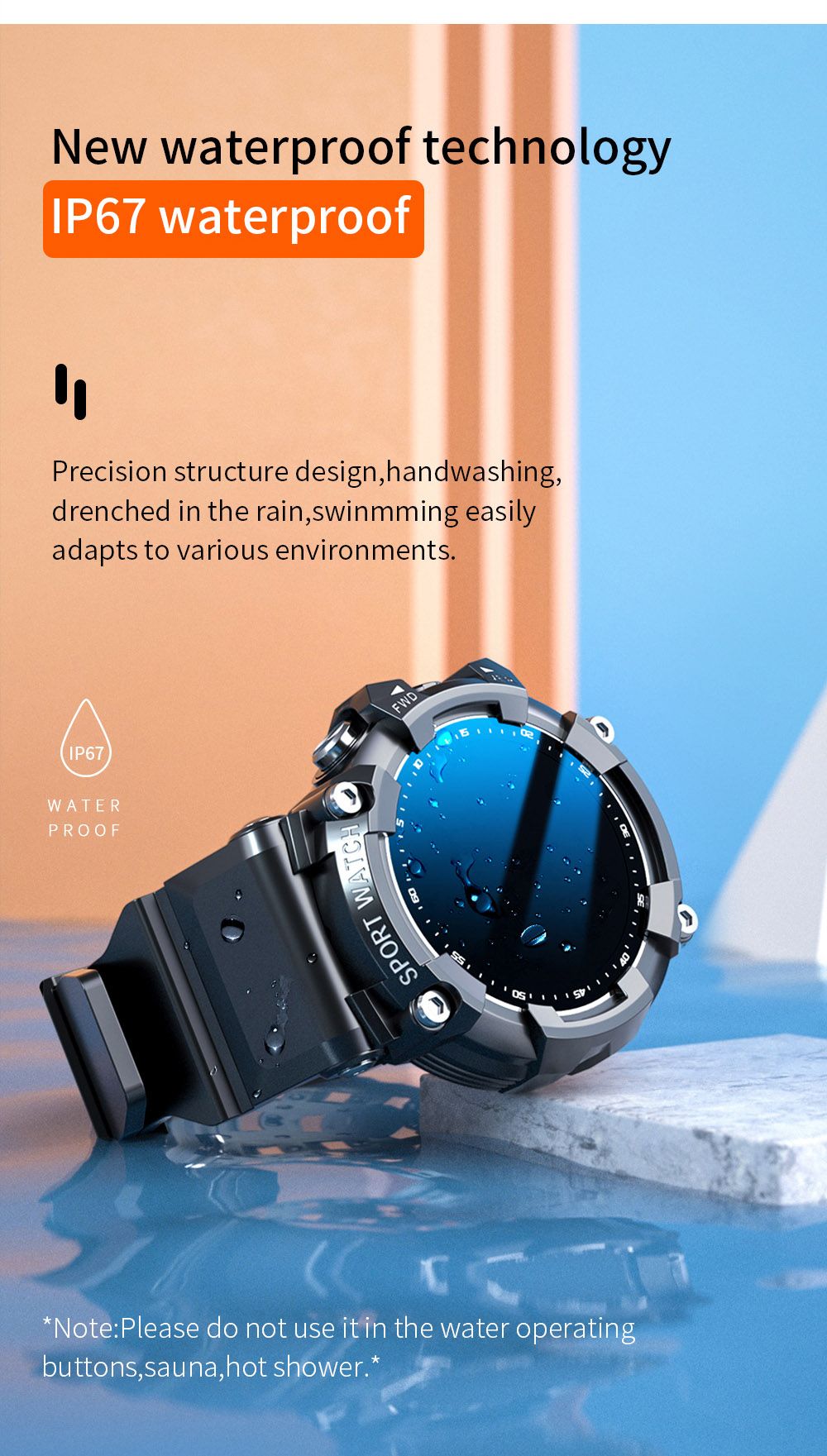 LOKMAT ATTACK 3 Smartwatch 1.28'' TFT Screen Bluetooth Call ECG Monitoring, Heart Rate, Blood Pressure, Blood Oxygen - Pink