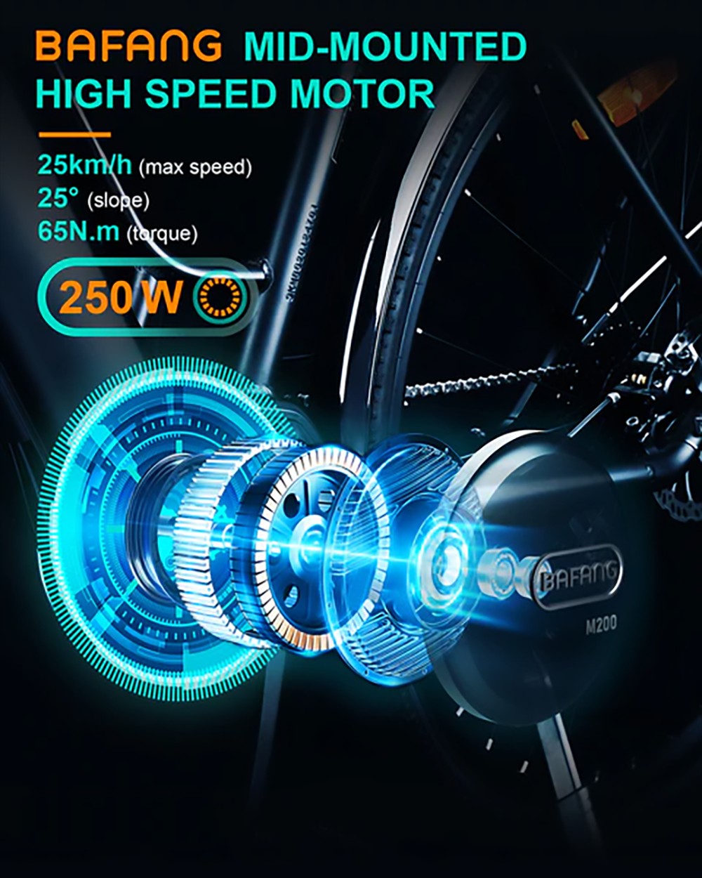 MAGMOVE CEH55M 28 Inch City Electric Bike Bafang Mid-Drive 250W Motor 25Km/h Speed 36V 13Ah LISHEN Detachable Battery 100KM Max Range 150KG Load Double Disc Brakes Shimano 8-Speed Gear Front Shock Absorption - Step Thru 14 MAGMOVE CEH55M 28'' City E-bike Bafang Mid-mounted 250W Motor 13Ah Detachable Battery Double Disc Brakes for Female