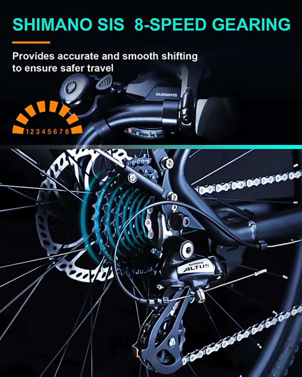 MAGMOVE CEH55M 28 Inch City Electric Bike Bafang Mid-Drive 250W Motor 25Km/h Speed 36V 13Ah LISHEN Detachable Battery 100KM Max Range 150KG Load Double Disc Brakes Shimano 8-Speed Gear Front Shock Absorption - Step Thru 17 MAGMOVE CEH55M 28'' City E-bike Bafang Mid-mounted 250W Motor 13Ah Detachable Battery Double Disc Brakes for Female