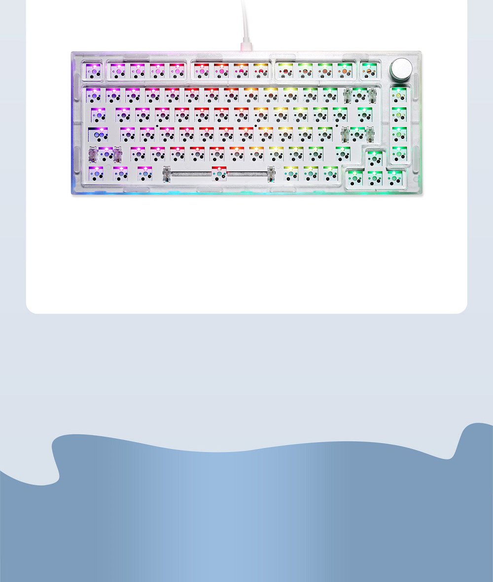 NEXT TIME 75 (X75) 82keys 75% Gasket Hot Swappable Wired Mechanical Keyboard Kit With Knob Control - Transparent White