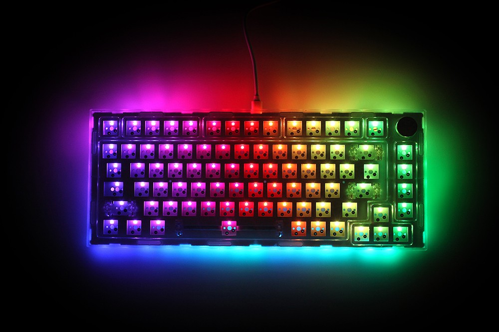 NEXT TIME 75 (X75) 82keys 75% Gasket Hot Swappable Wired Mechanical Keyboard Kit With Knob Control - Transparent White