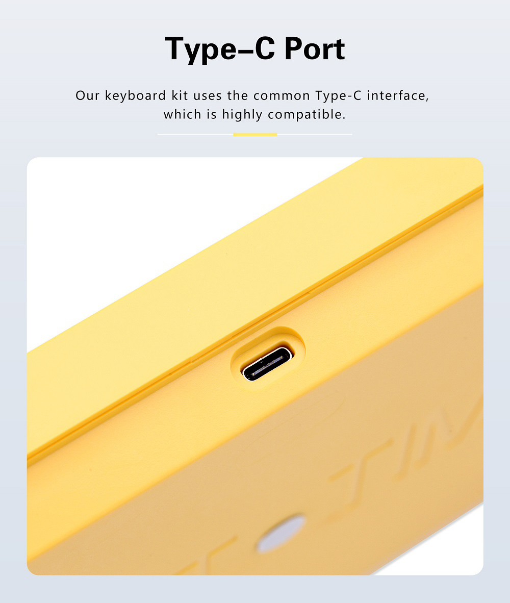 NEXT TIME 75 (X75) 82keys 75% Gasket Hot Swappable Wired Mechanical Keyboard Kit With Knob Control - Yellow