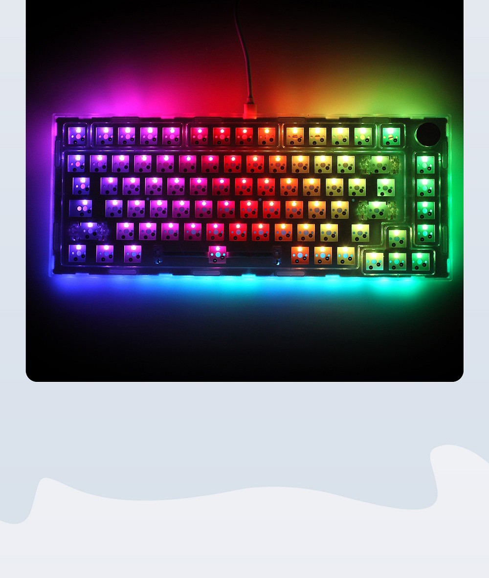 NEXT TIME 75 (X75) 82keys 75% Gasket Hot Swappable Wired Mechanical Keyboard Kit With Knob Control - Pink