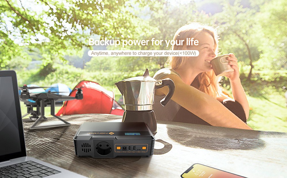 NOVOO MiniGo Portable Power Station, 148Wh/40000mAh Laptop Mobile Charger Power Supply, PD 60W Fast Charging, LED Light