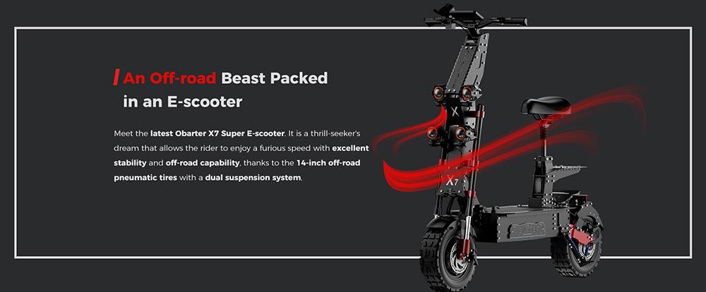 OBARTER-X7 Super Electric Scooter 4000W*2 Dual Motors 60Ah Battery 90km/h Max Speed 120kg Load without Seat