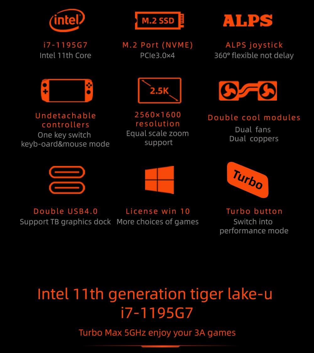 ONE Netbook ONEXPlayer Game Console, 8.4 Inches 2.5K Display, Intel Tiger Lake i7-1195G7 CPU, 16GB RAM 2TB SSD, WIFI6