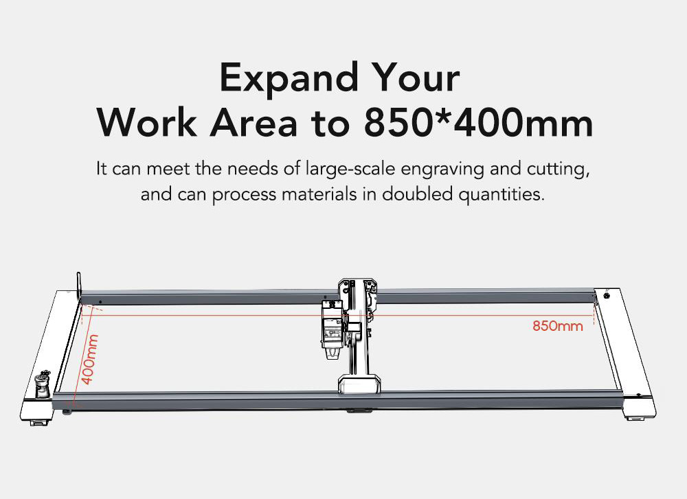 ORTUR ETK2.0 Extension Kit for Laser Master 3 Series Laser Engraver, 850x400mm Expandable Working Area