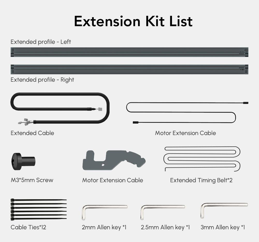Kit d'extension ORTUR ETK2.0 pour graveur laser série Laser Master 3, zone de travail extensible 850x400mm
