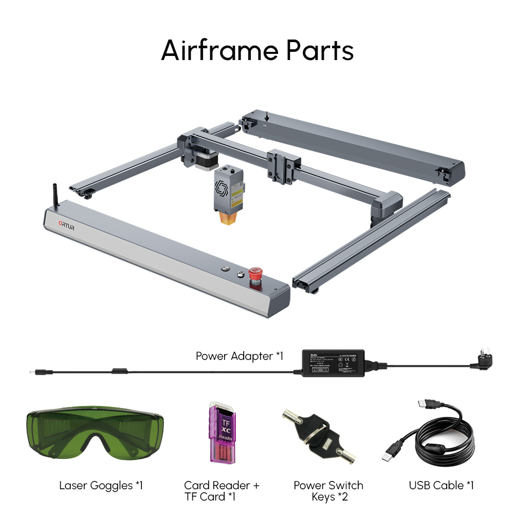 ORTUR Laser Master 3 10W Laser Engraver Cutter, 20,000mm/min, 0.05x0.1mm Focus Spot, LU2-10A Laser Module, Cuts 30mm Acrylic, Emergency Stop, Child Lock, Built-in WiFi, Engraving Area 400mmx400mm, US Plug