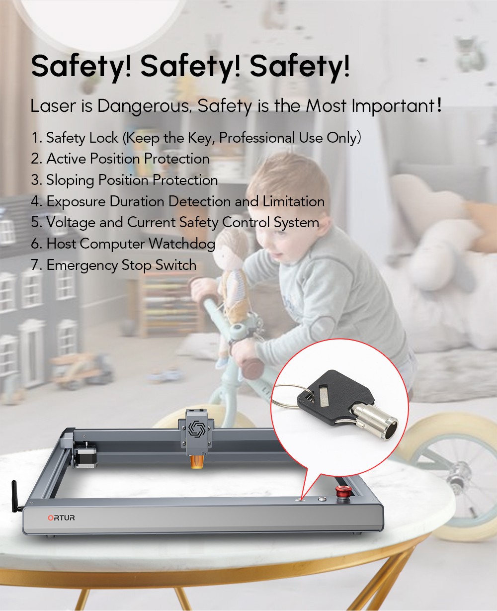 ORTUR Laser Master 3 10W Laser Engraver Cutter, 20,000mm/min, 0.05x0.1mm Focus Spot, LU2-10A Laser Module, Cuts 30mm Acrylic, Emergency Stop, Child Lock, Built-in WiFi, Engraving Area 400mmx400mm, US Plug