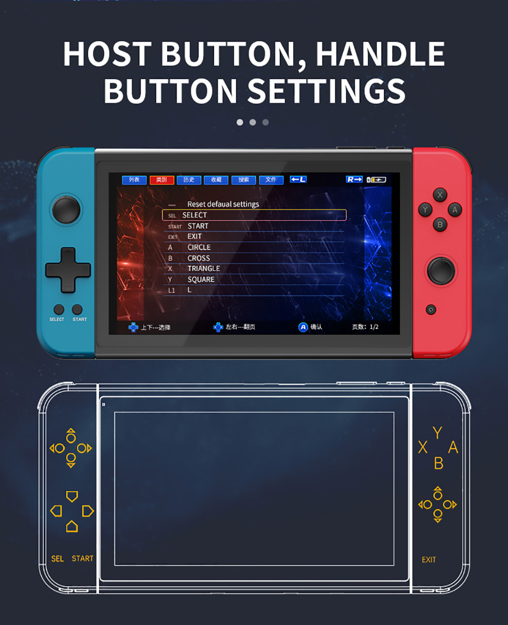 POWKIDDY X70 Handheld Game Console 7.0 Inch IPS Screen Retro Video Game Player Linux System 32GB TF Card Black