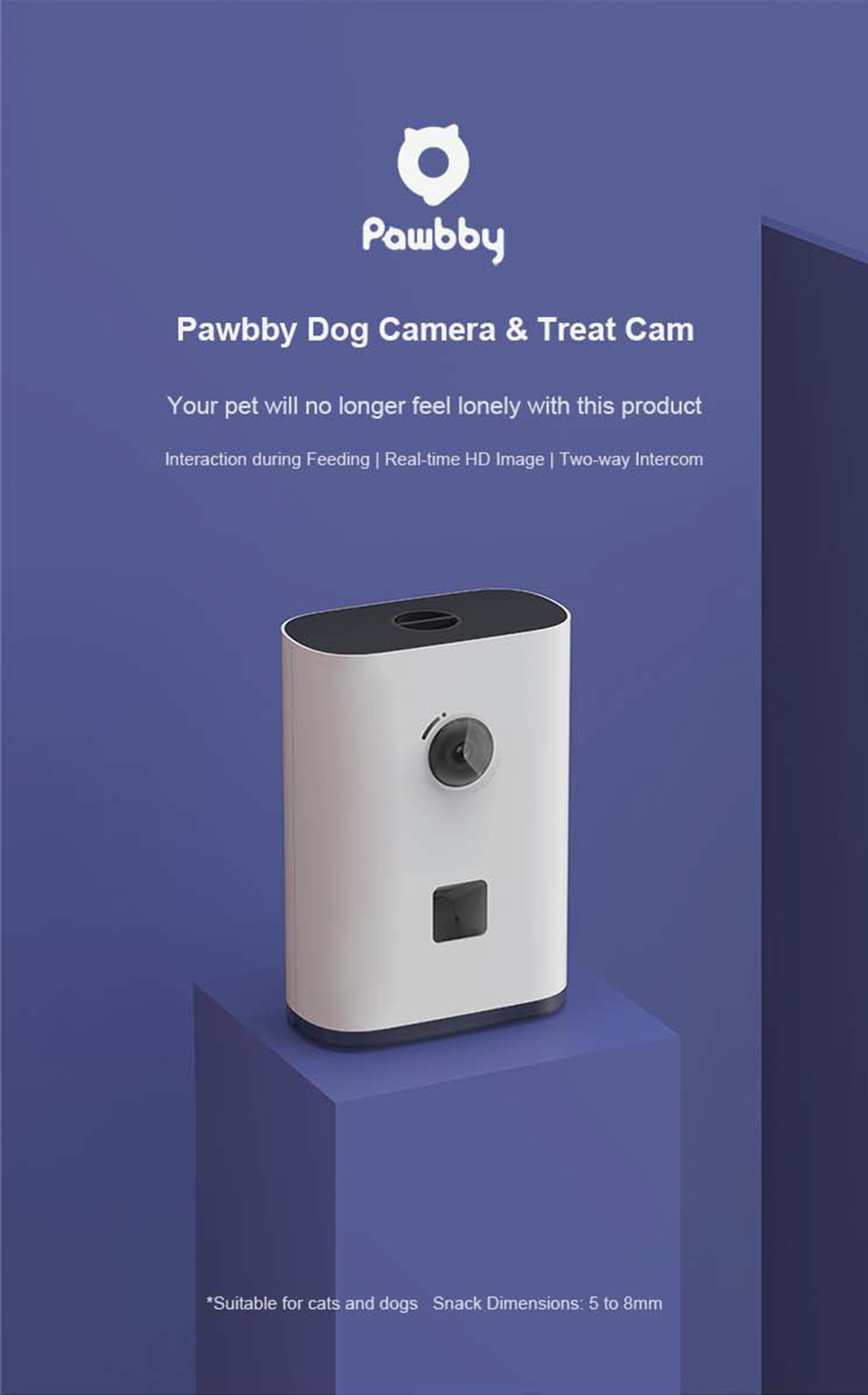 Pawbby Intelligent Pet Camera Treat Dispenser White