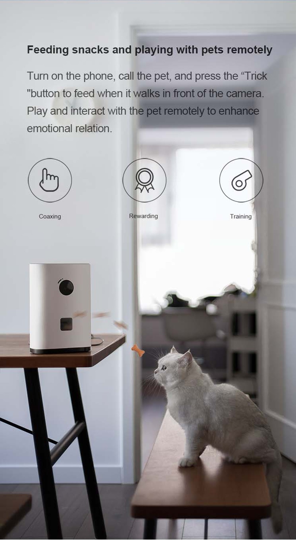 Pawbby Intelligent Pet Camera Treat Dispenser White