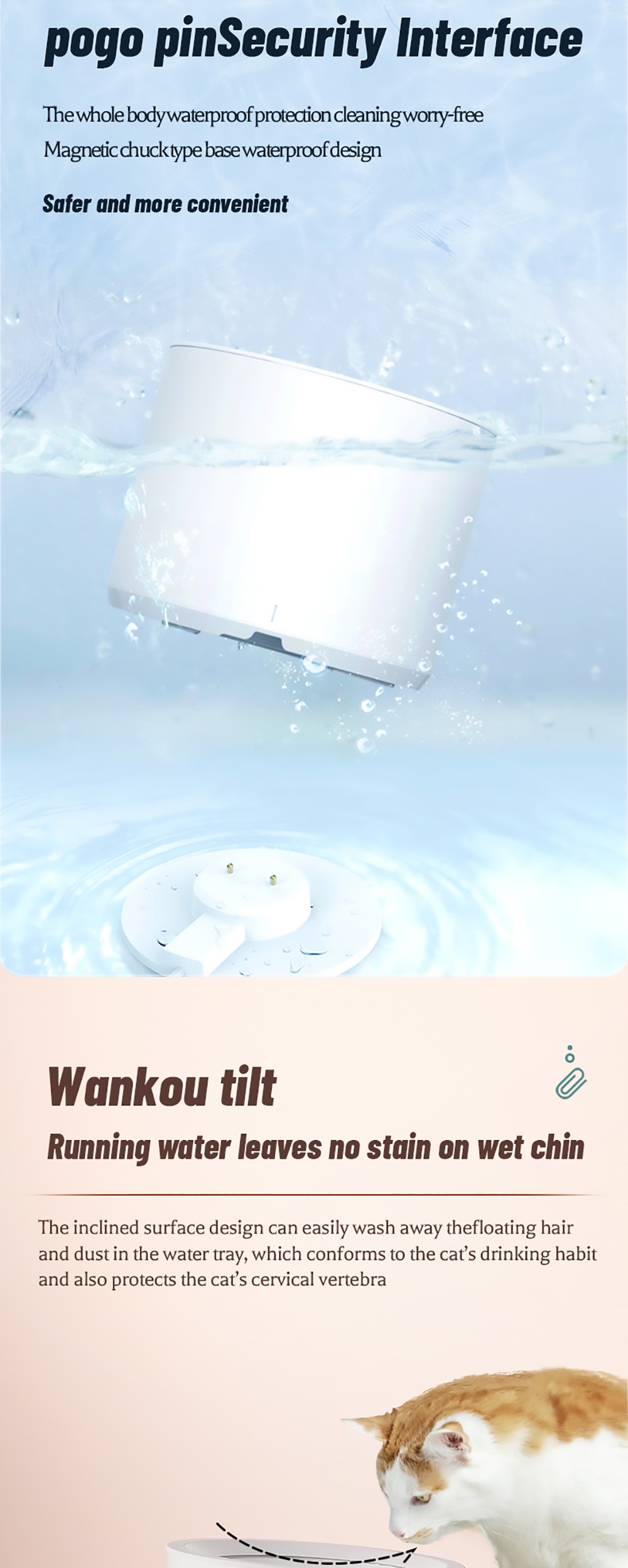 Petree 1.8L Pet Water Dispenser, Waterproof Dogs Cats Mute Drinker, 4 Layer Purification System, Hair Filtration