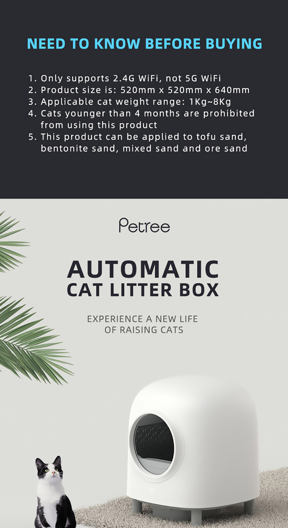 Petree Fully Automatic Cats Litter Basin 2.0 Box