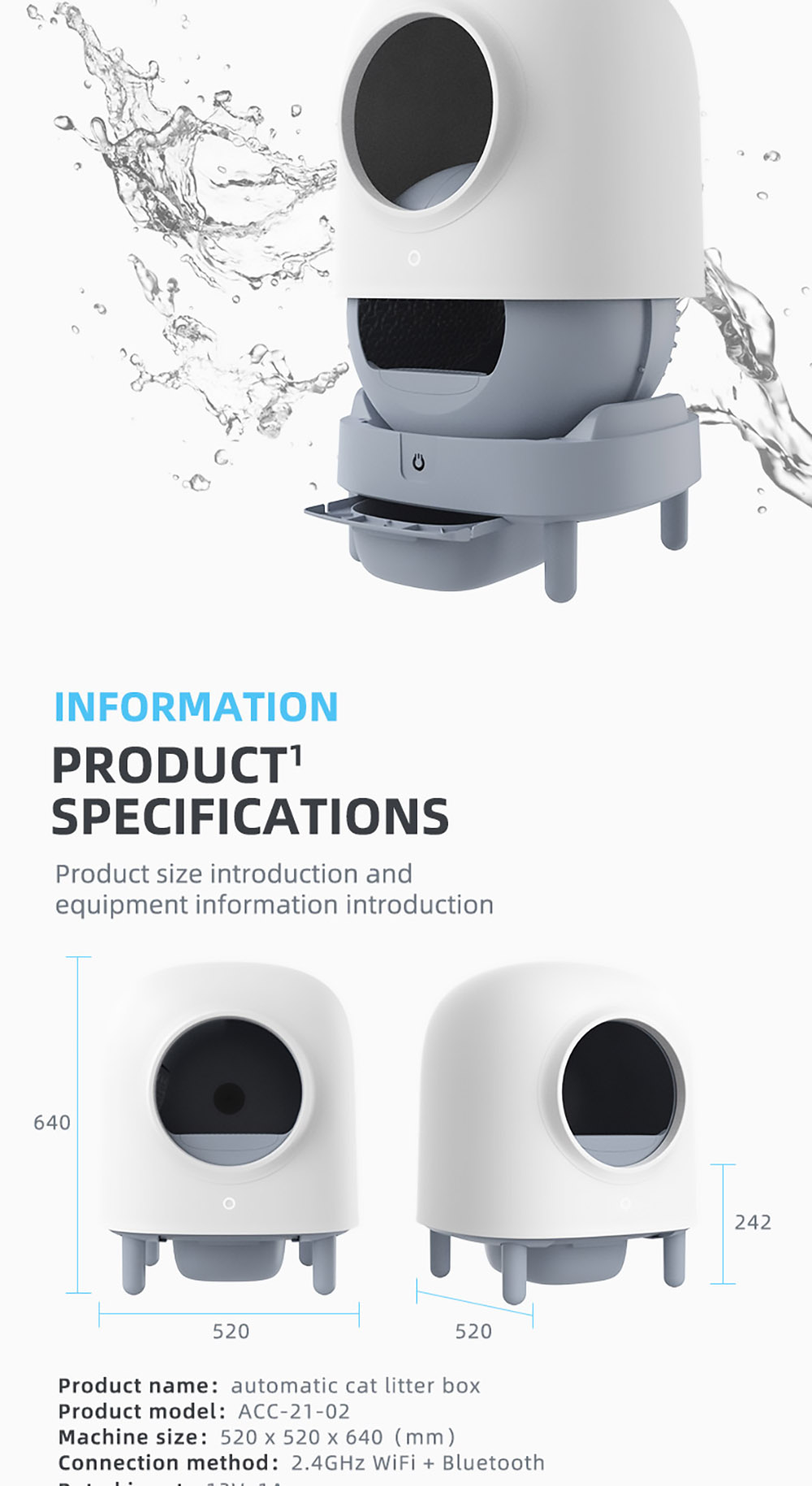 Petree Fully Automatic Cats Litter Basin 2.0 Box