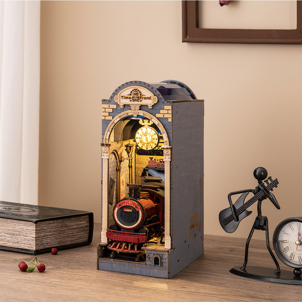 ROBOTIME TGB04 Rolife Time Travel 3D Wooden DIY Miniature House Book Nook Puzzle Kit, 258Pcs