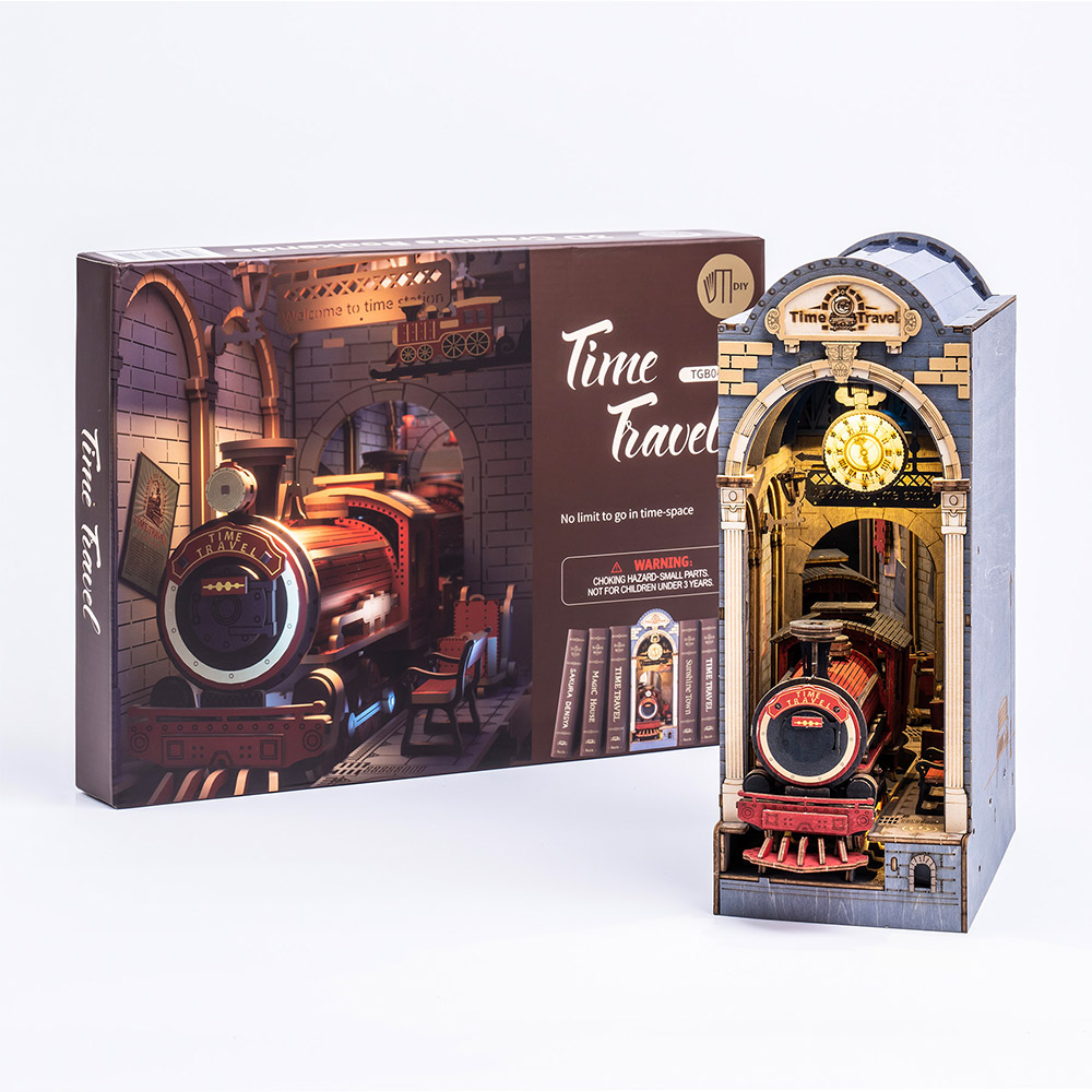 ROBOTIME TGB04 Rolife Time Travel 3D Wooden DIY Miniature House Book Nook Puzzle Kit, 258Pcs