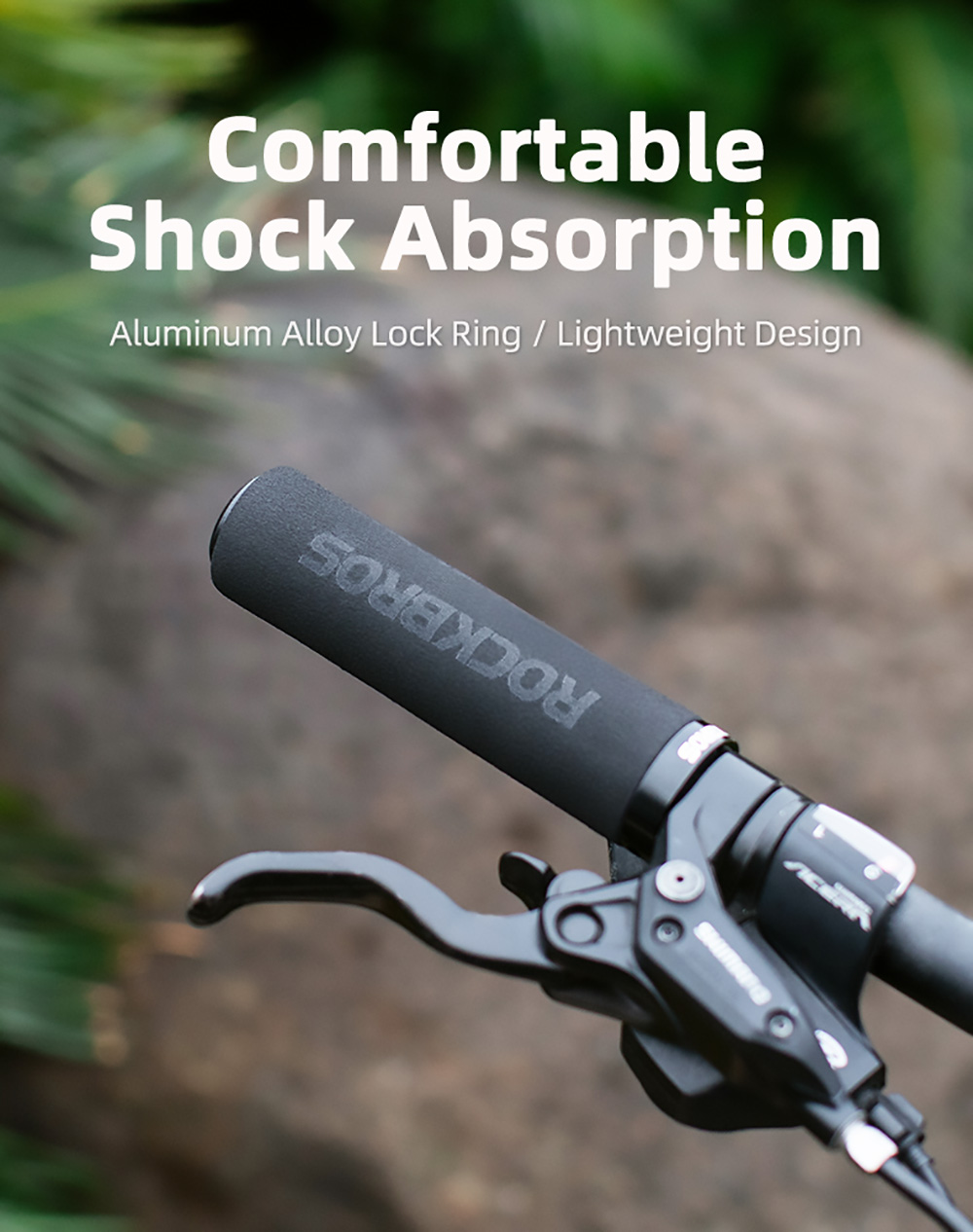 ROCKBROS Bicycle Grip MTB Silicone HandleBar Grip Anti-skid Shock-absorbing Soft Bike Grip Ultralight - Black