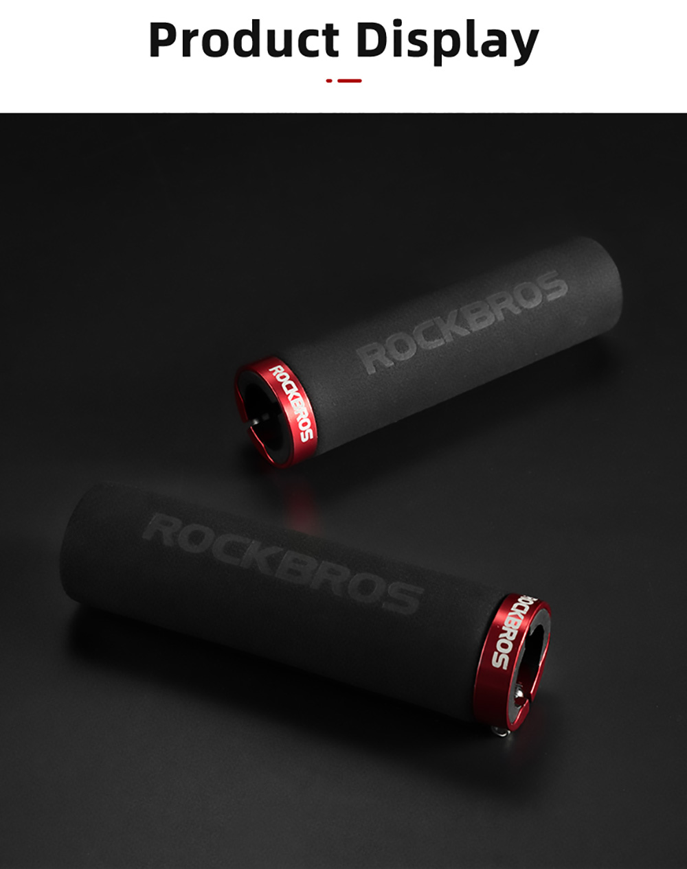 ROCKBROS Bicycle Grip MTB Silicone HandleBar Grip Anti-skid Shock-absorbing Soft Bike Grip Ultralight - Black